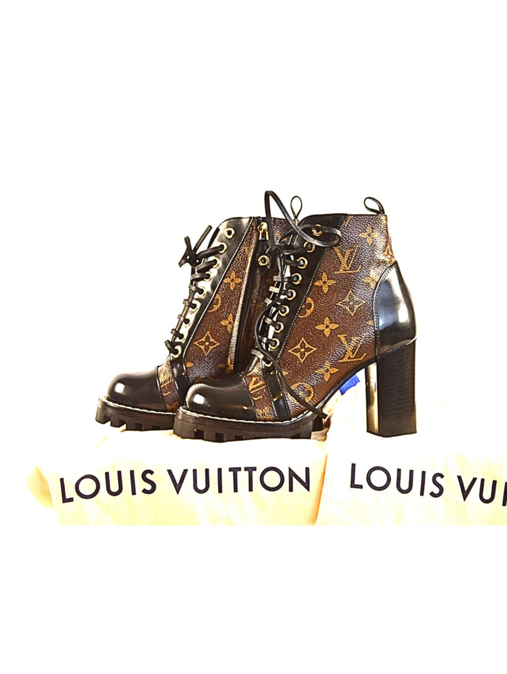 Louis Vuitton Star Trail Monogram Lace-Up Platform Ankle Boot Size IT 38 US 8